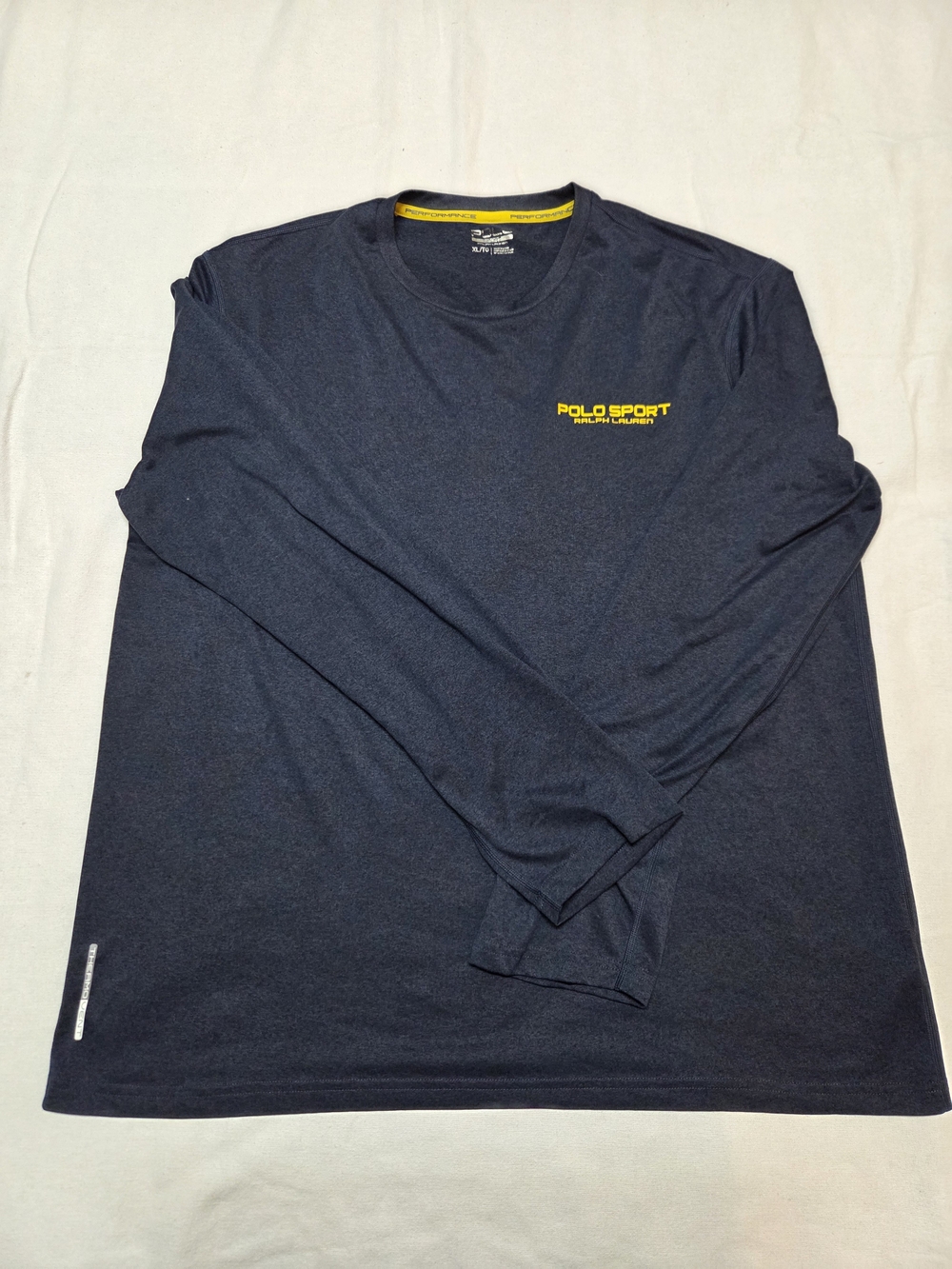 Polo by Ralph Lauren Polo Sport Navy Long Sleeve Tee with Yellow Logo Sizd XL